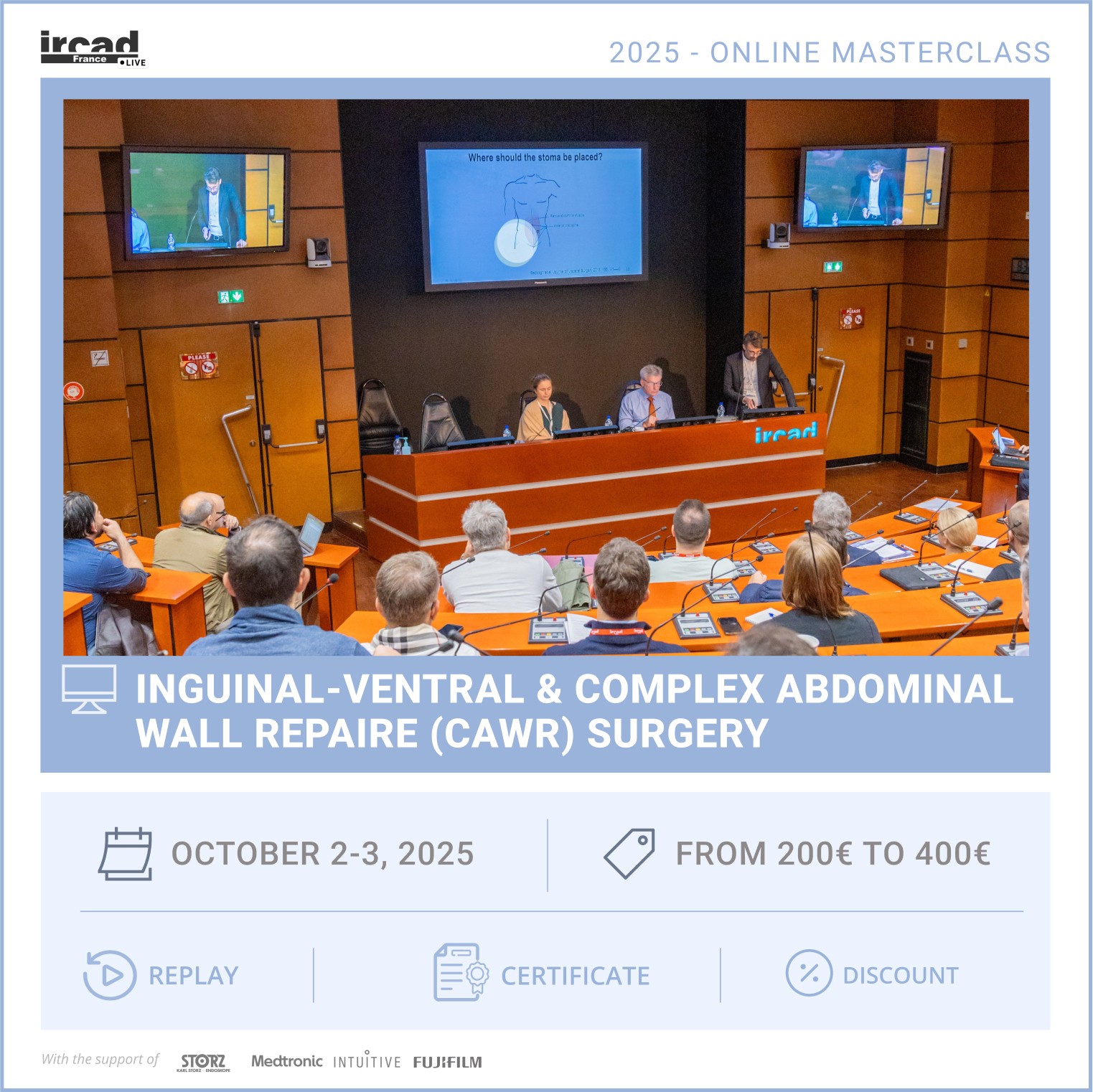 IRCAD Online Masterclass – Inguinal-ventral & CAWR surgery (package)