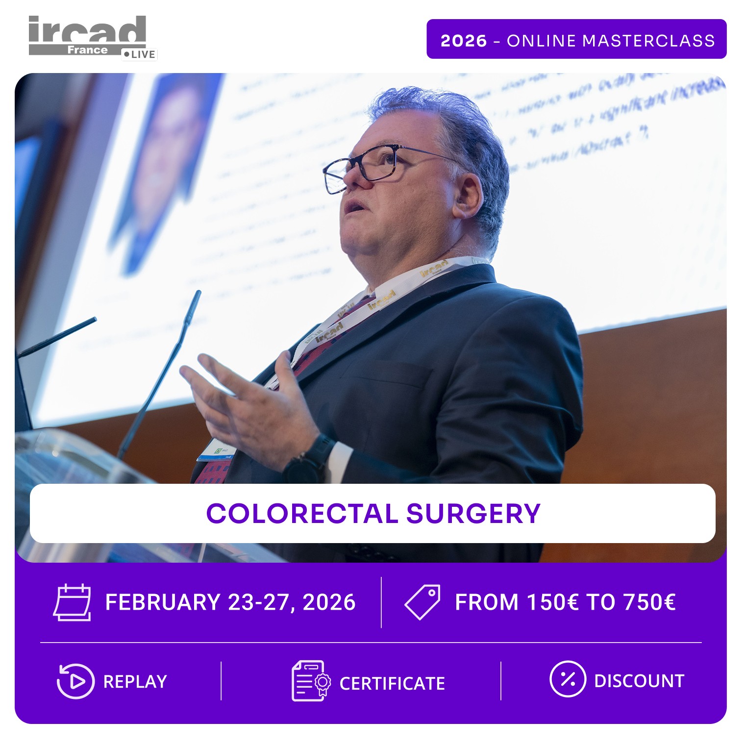 IRCAD Online Masterclass – Colorectal surgery (package)