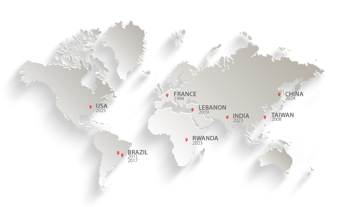 Map displaying the global presence of IRCAD Institute locations around the world